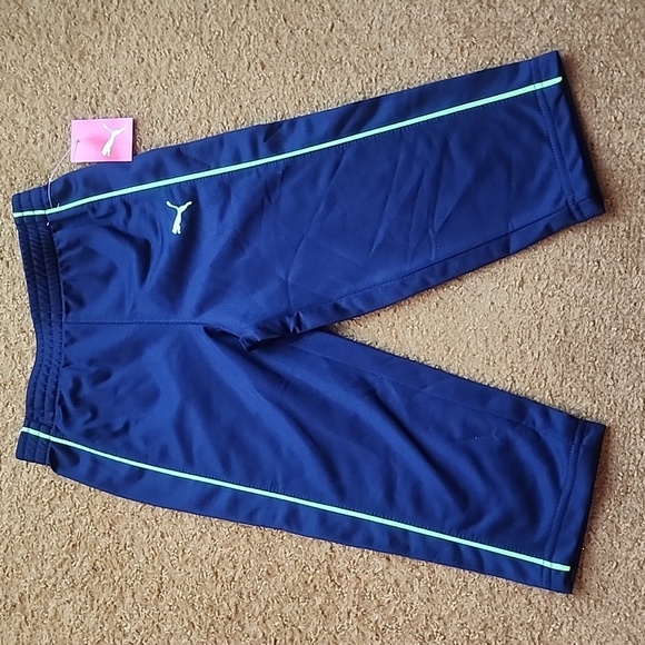 Puma Boys Track Pants Size 2T Navy and Lime Green - NWT - Picture 1 of 8